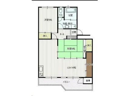 シャトー岡田(2LDK/4階)の間取り写真