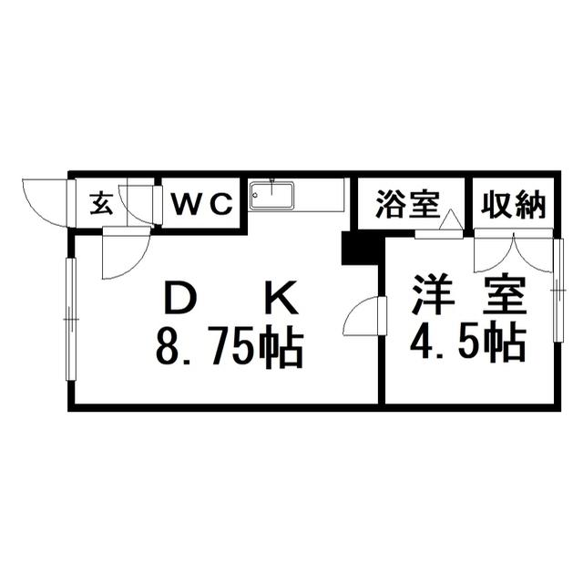 ハイツナカタニ(1DK/2階)の間取り写真