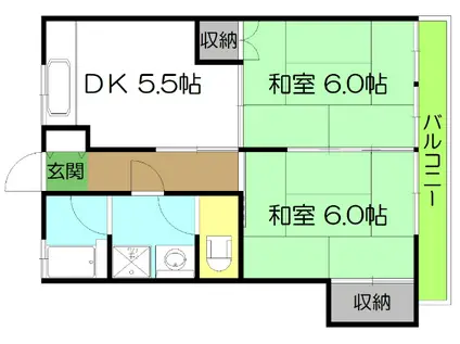 大川ハイツ(2DK/2階)の間取り写真