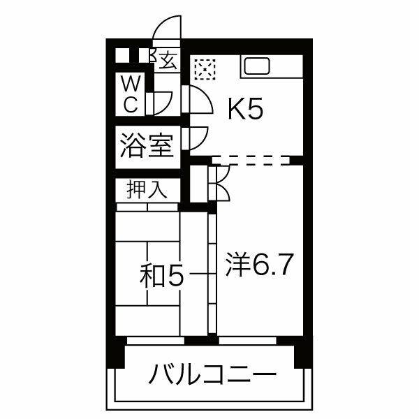 北18条駅光ハイツ(2K/5階)の間取り写真