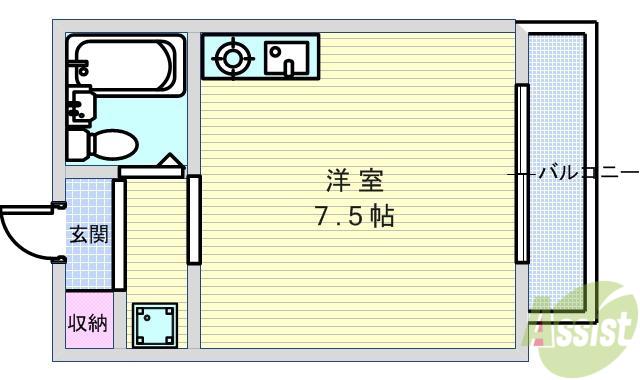 アメニティ曽根(ワンルーム/5階)の間取り写真