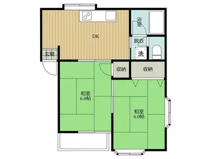 スペースシルキーナ(2DK/1階)の間取り写真