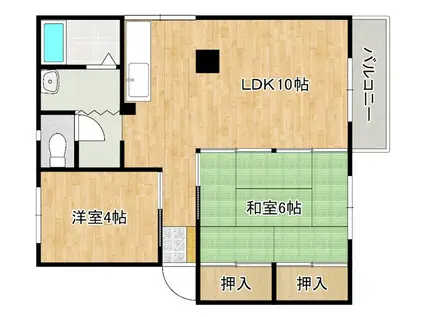 シティハイムエクセランス(2LDK/2階)の間取り写真