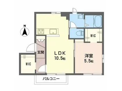 フレグランスアゼリアB(1LDK/2階)の間取り写真