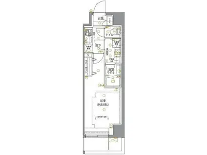 ユリカロゼ五反野II(1K/6階)の間取り写真