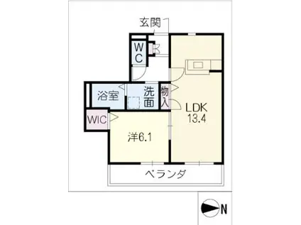 グリーンヒルズ和幸(1LDK/1階)の間取り写真
