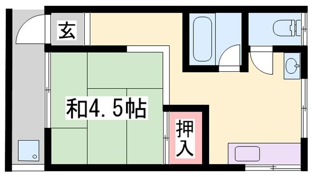 東口アパート(1DK/2階)の間取り写真