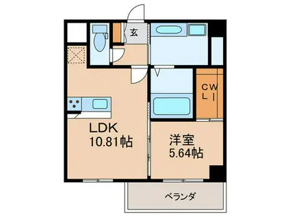 CREST西新(1LDK/10階)の間取り写真