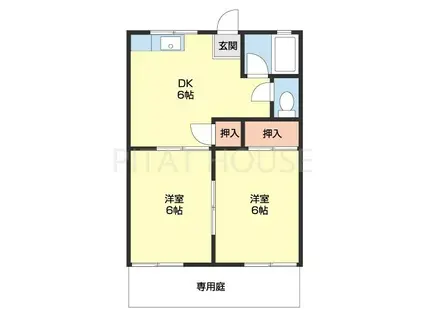 フォーブル粟(2DK/1階)の間取り写真