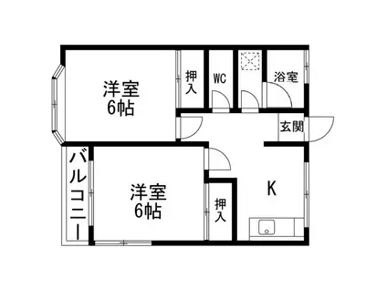 第二コーポ松原(2K/1階)の間取り写真