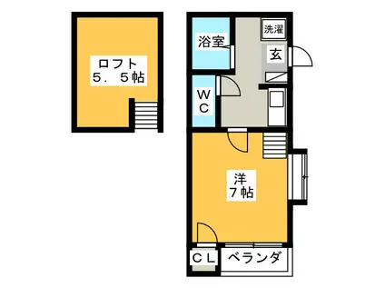 K&Y井尻壱番館(1K/2階)の間取り写真