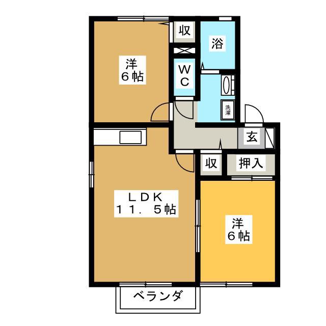 メープル・クロス・エガムロII(2LDK/1階)の間取り写真