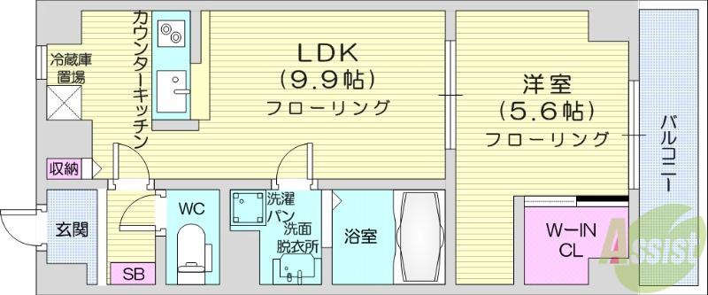 ティンクホーム(1LDK/4階)の間取り写真