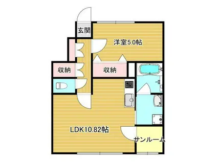 ルミエールF棟(1LDK/1階)の間取り写真