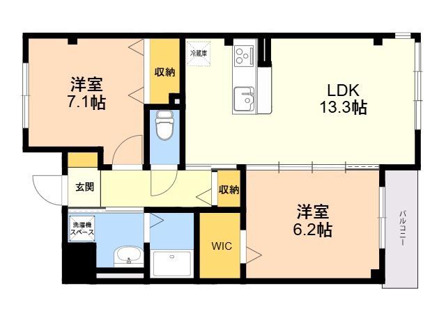 コンフォルト春日西Ⅱ(2LDK/2階)の間取り写真