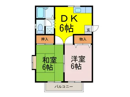 フレッシュハイツ(2DK/2階)の間取り写真