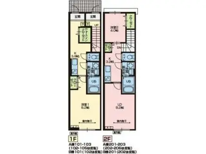 PORTE BONHEURIV B棟(1K/1階)の間取り写真