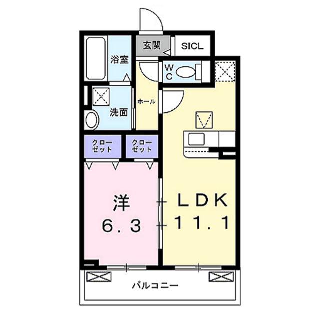 JR東海道本線 長岡京駅 徒歩35分 3階建 築1年(1LDK/2階)の間取り写真