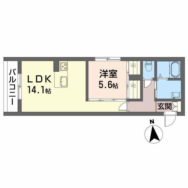 ほたる川(1LDK/1階)の間取り写真