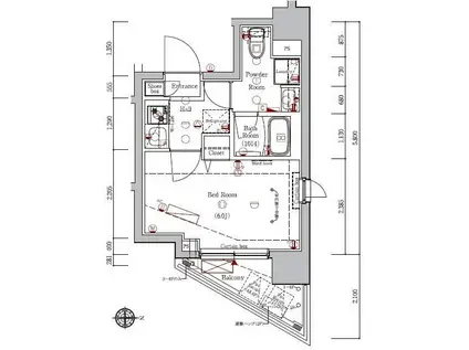 AXAS旗の台(1K/5階)の間取り写真