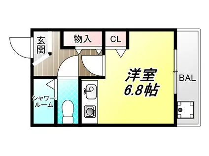 HESTA近大前(ワンルーム/1階)の間取り写真