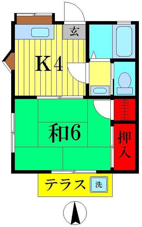 メゾンヒロ(1K/1階)の間取り写真