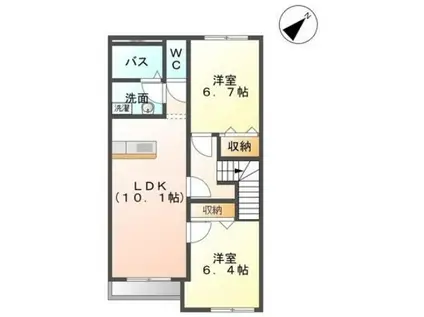 サンフォレスタI(2LDK/2階)の間取り写真