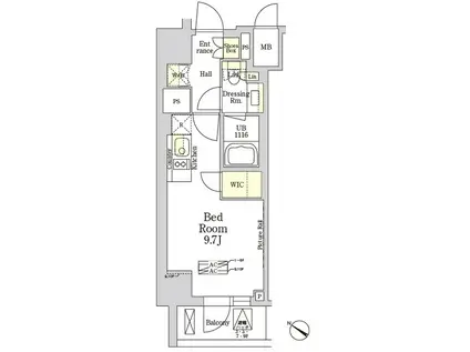 ザクラス南麻布(ワンルーム/2階)の間取り写真