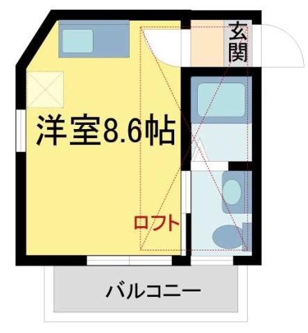 シティハウス高司(ワンルーム/2階)の間取り写真