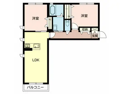シャーメゾン MISA B棟(2LDK/2階)の間取り写真