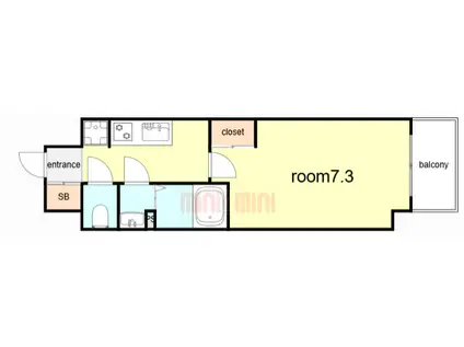 GENOVIA神戸湊川公園(1K/11階)の間取り写真