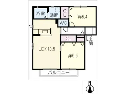 名鉄常滑線 寺本駅 徒歩28分 2階建 築23年(2LDK/2階)の間取り写真