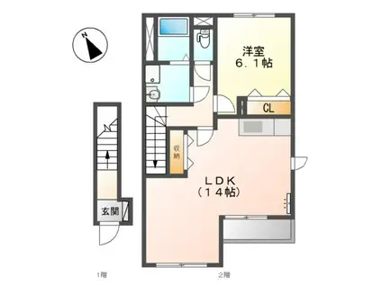 フォレスト・ヴィラ(1LDK/2階)の間取り写真