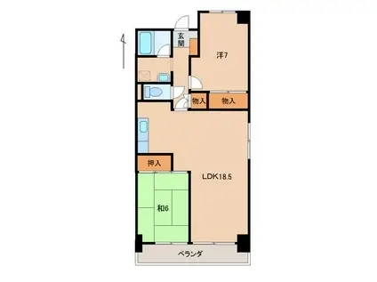 プレミール市駅(2LDK/5階)の間取り写真