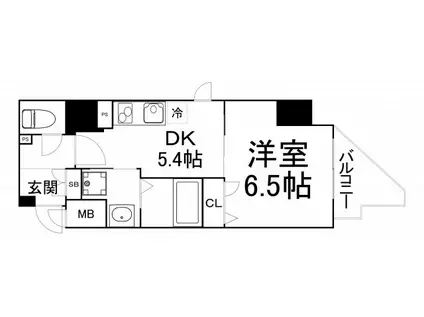 ファーストフィオーレ谷町六丁目フェリシア(1DK/4階)の間取り写真