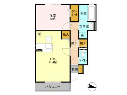 マリアグランディカII(1LDK/1階)の間取り写真