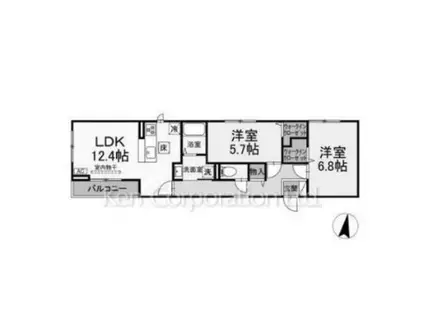 サウスヒルズ世田谷(2LDK/2階)の間取り写真