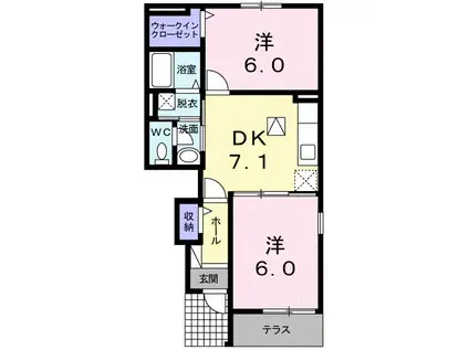 ブッドレア ジョイン I(2DK/1階)の間取り写真