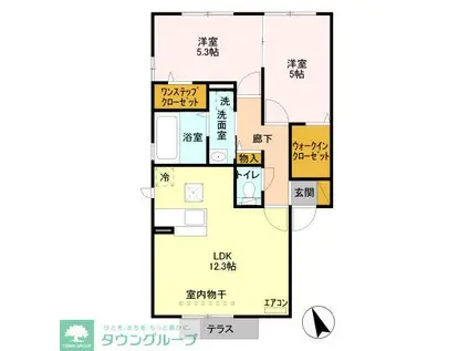 フェニックス小仙波D(2LDK/1階)の間取り写真