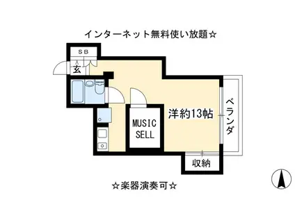 あいのまちハウス(ワンルーム/2階)の間取り写真