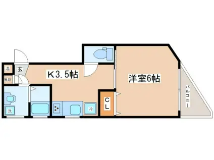 ANGELOT浜崎通(1K/2階)の間取り写真