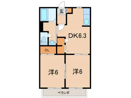 ディアス四季A(2DK/2階)の間取り写真