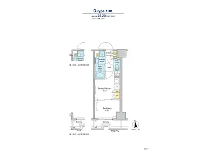プラウドフラット浅草トレサージュ(1DK/11階)の間取り写真