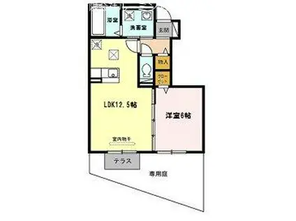 セントラルグレイスC(1LDK/1階)の間取り写真