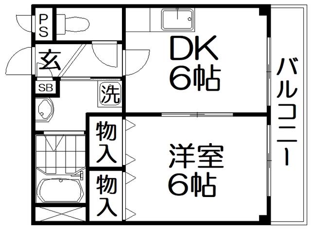 第二杉本マンション(1DK/3階)の間取り写真