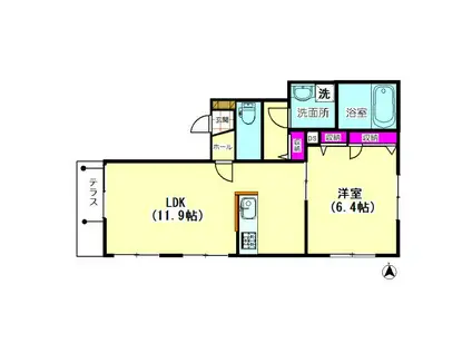 サンハイム(1LDK/1階)の間取り写真