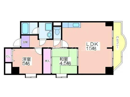 オーセント住之江(2LDK/3階)の間取り写真