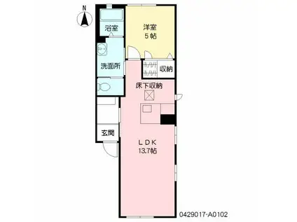 アリッサム(1LDK/1階)の間取り写真