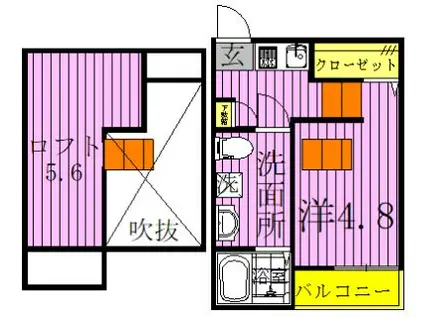 OAKS オークス(ワンルーム/1階)の間取り写真