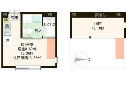 MAISON FLEUR 氷川台 (ワンルーム/1階)の間取り写真